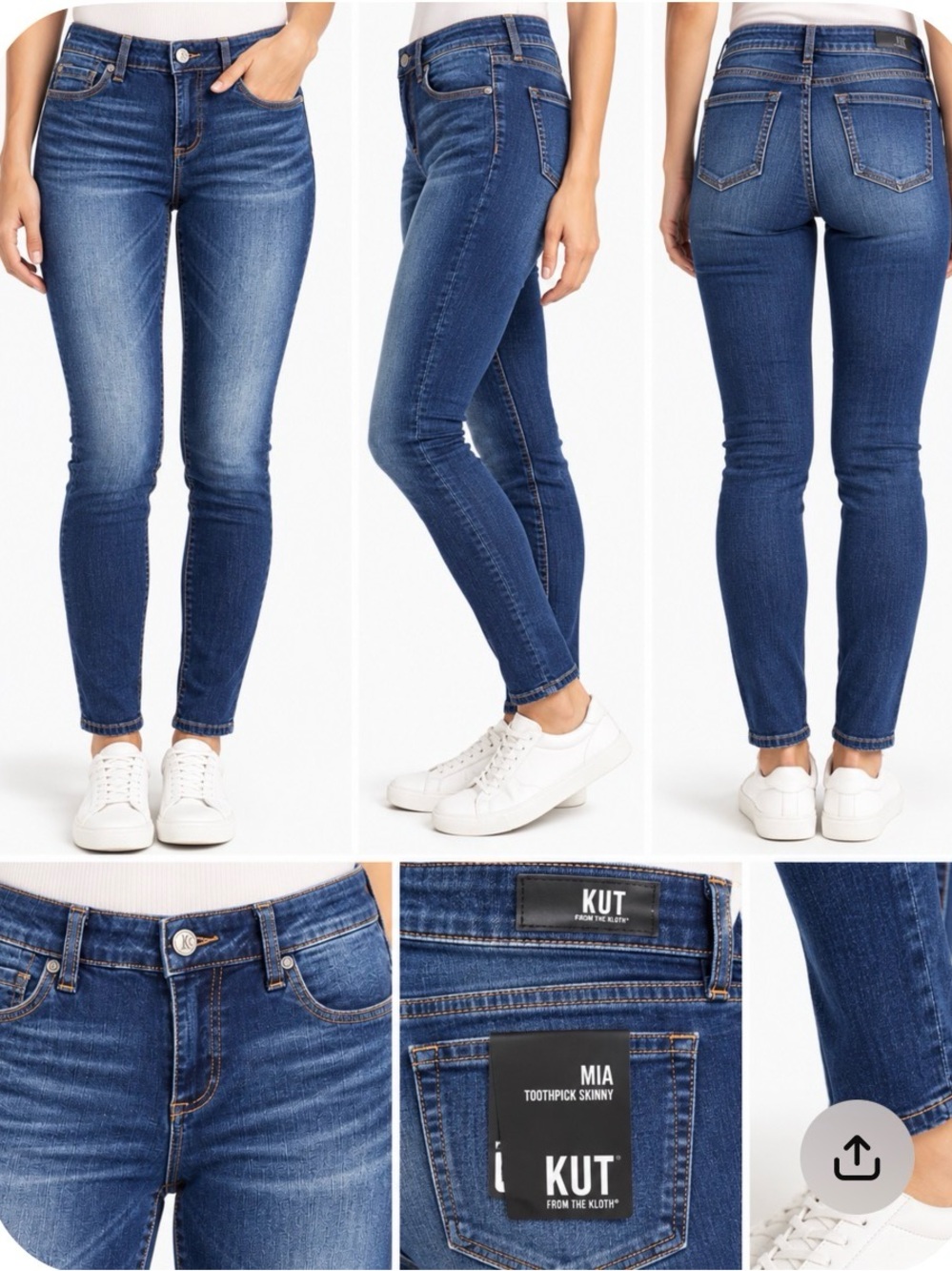 KUT From The Kloth Mia Toothpick Skinny Jeans Dark Wash NWT 10